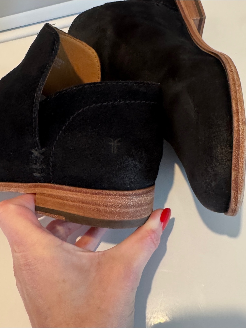 Frye Elyssa Shootie Ankle Boots Black Suede Leather 9M - Picture 4 of 9